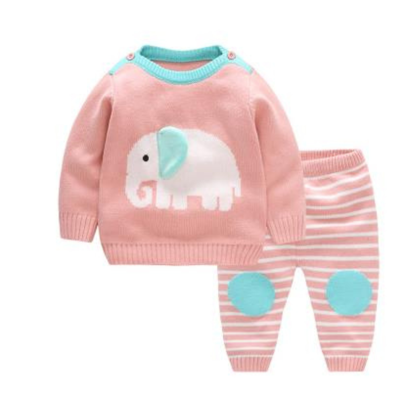 Baby Elephant Walk Knitted Top and Pant Sets for Reborn Toddlers