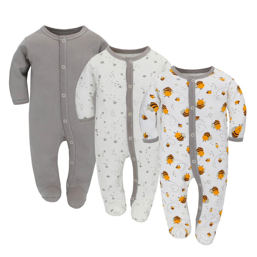 Cuddle couture three piece 3pcs boho bohemian sleep and play sleeper romper sets for reborn baby dolls and newborn babies. Unisex. Gender neural.