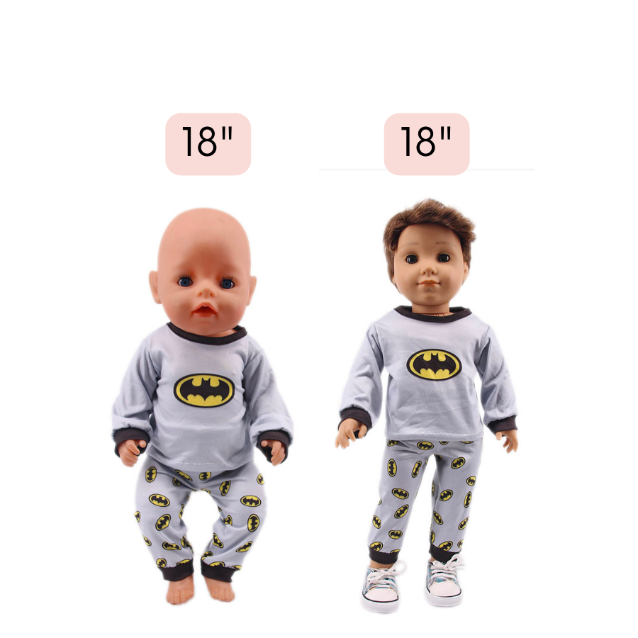 Dinsey Pixar Marvel Comic two piece pyjama sets for miniature reborn dolls, preemie baby dolls, American Girl Dolls, Baby Alive, Cabbage Patch Kids etc. Reborn doll clothes. Doll clothing. Small doll clothes. Stuffed animal clothing.