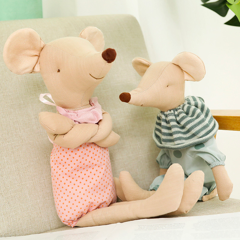 Handmade mouse plush stuffed toys for newborn babies, newborn photography, infants and reborn dolls. The plushies are boy and girl and have removable handmade clothing.
