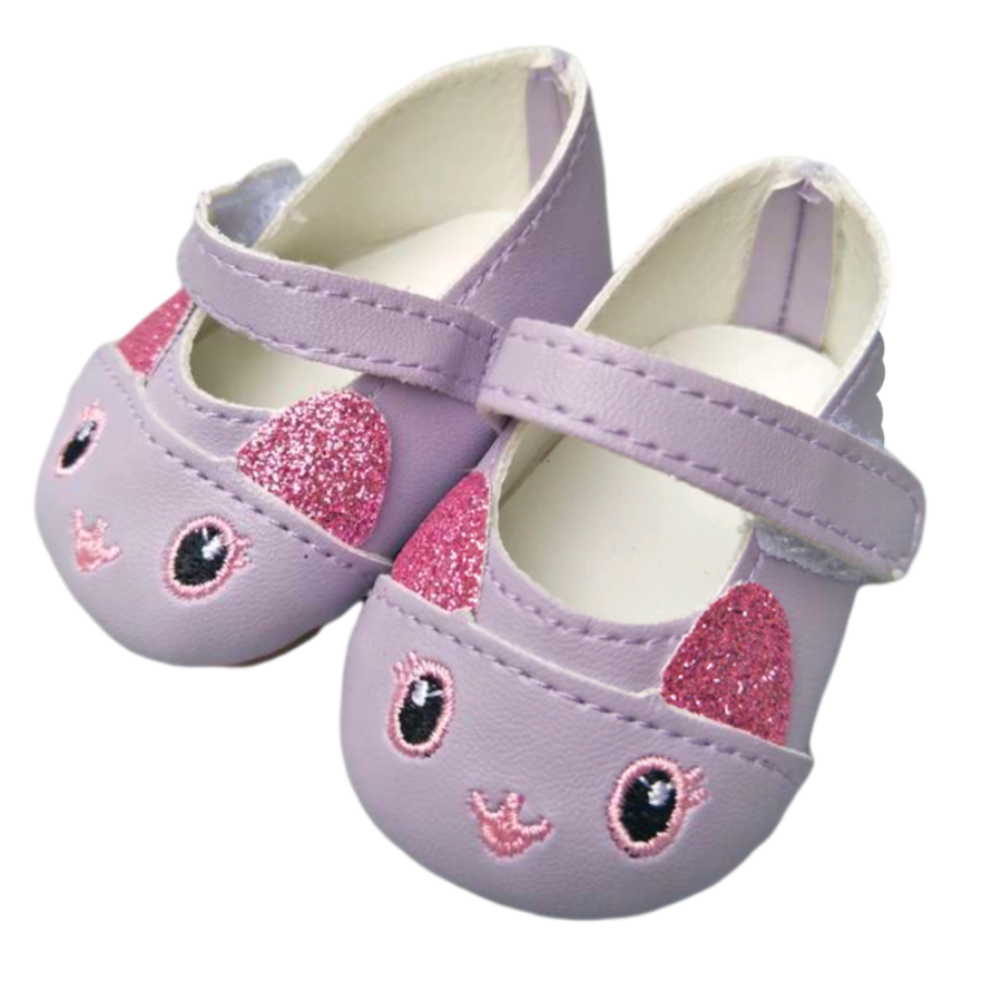 Purple Mary Jane Kitten reborn doll shoes for micro, mini and preemie reborn dolls. Also fits american girl dolls, berenguer babies and baby alive dolls.