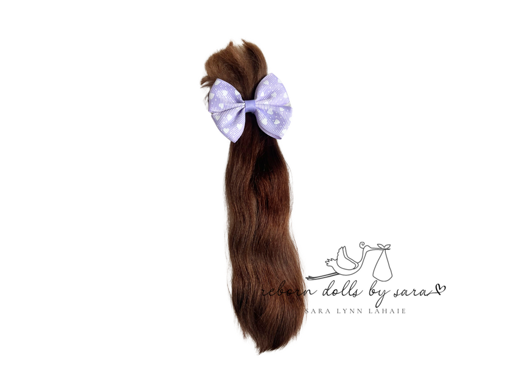 Premium yearling angora goat mohair for rooting highly realistic ooak dolls.  Medium chestnut brown.  Medium brown with reddish copper highlights. Reborning supplies doll hair reborns. High end reborns. Reborn Dolls by Sara.