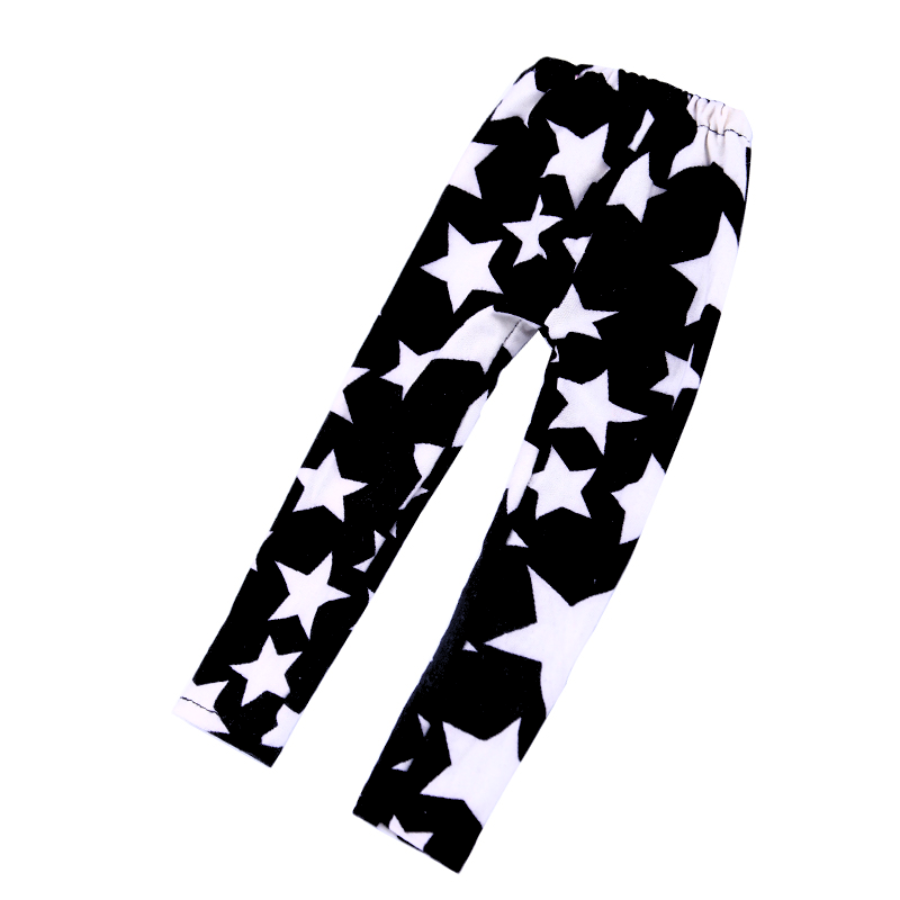 Black American Girl Doll pants leggings with white stars for miniature, preemie, and 15" to 18" Reborn dolls.