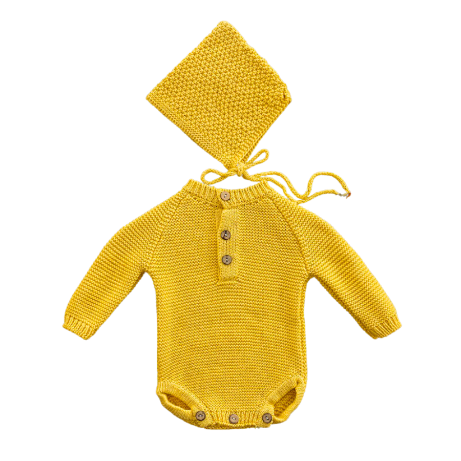 Mustard yellow crochet knitted newborn baby longsleeve bodysuit onesie with pixie bonnet for reborn dolls and babies. Baby shower gift. Expectant mom mother to be gift. Crochet newborn baby bodysuit onesie pixie bonnet. Reborn clothing. Reborn Clothes.