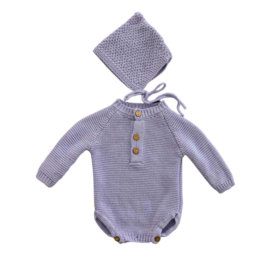 Light pastel purple crochet knitted newborn baby longsleeve bodysuit onesie with pixie bonnet for reborn dolls and babies. Baby shower gift. Expectant mom mother to be gift. Crochet newborn baby bodysuit onesie pixie bonnet. Reborn clothing. Reborn Clothes.