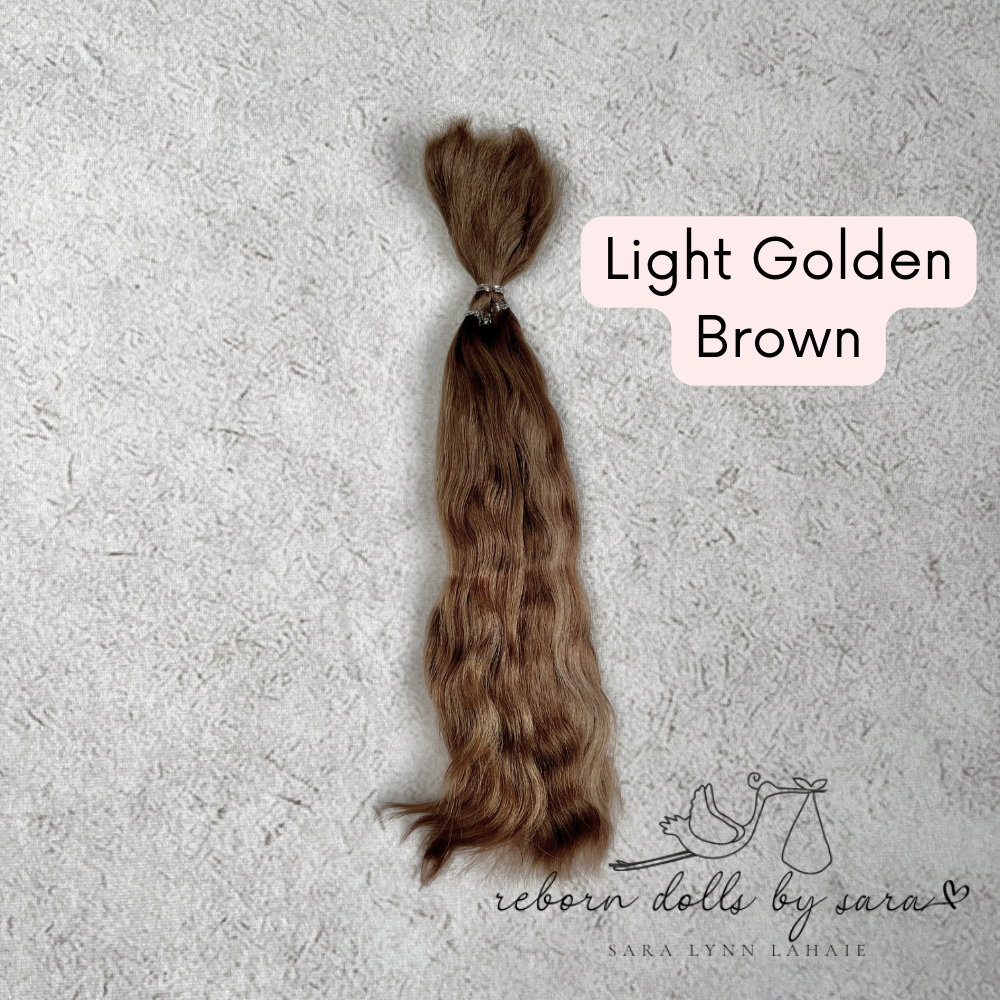 Light golden brown Premium Yearling Angora Goat Mohair for Rooting Reborns. Reborning Supplies for Reborn Doll Artists.