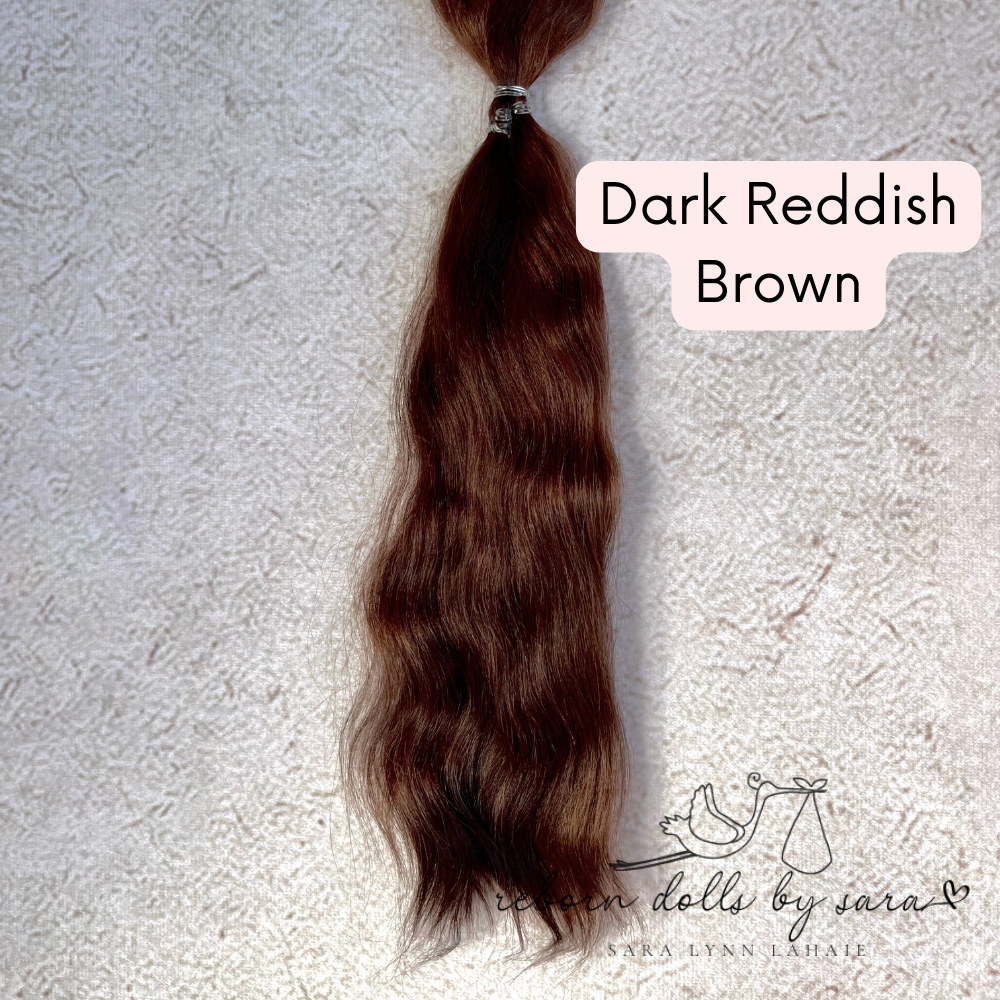 Dark reddish brown Premium Yearling Angora Goat Mohair for Rooting Reborns. Reborning Supplies for Reborn Doll Artists.