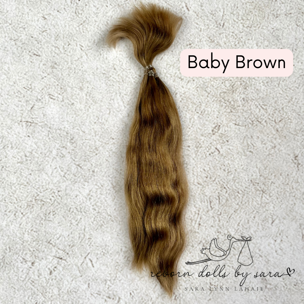 Baby brown Premium Yearling Angora Goat Mohair for Rooting Reborns. Reborning Supplies for Reborn Doll Artists.
