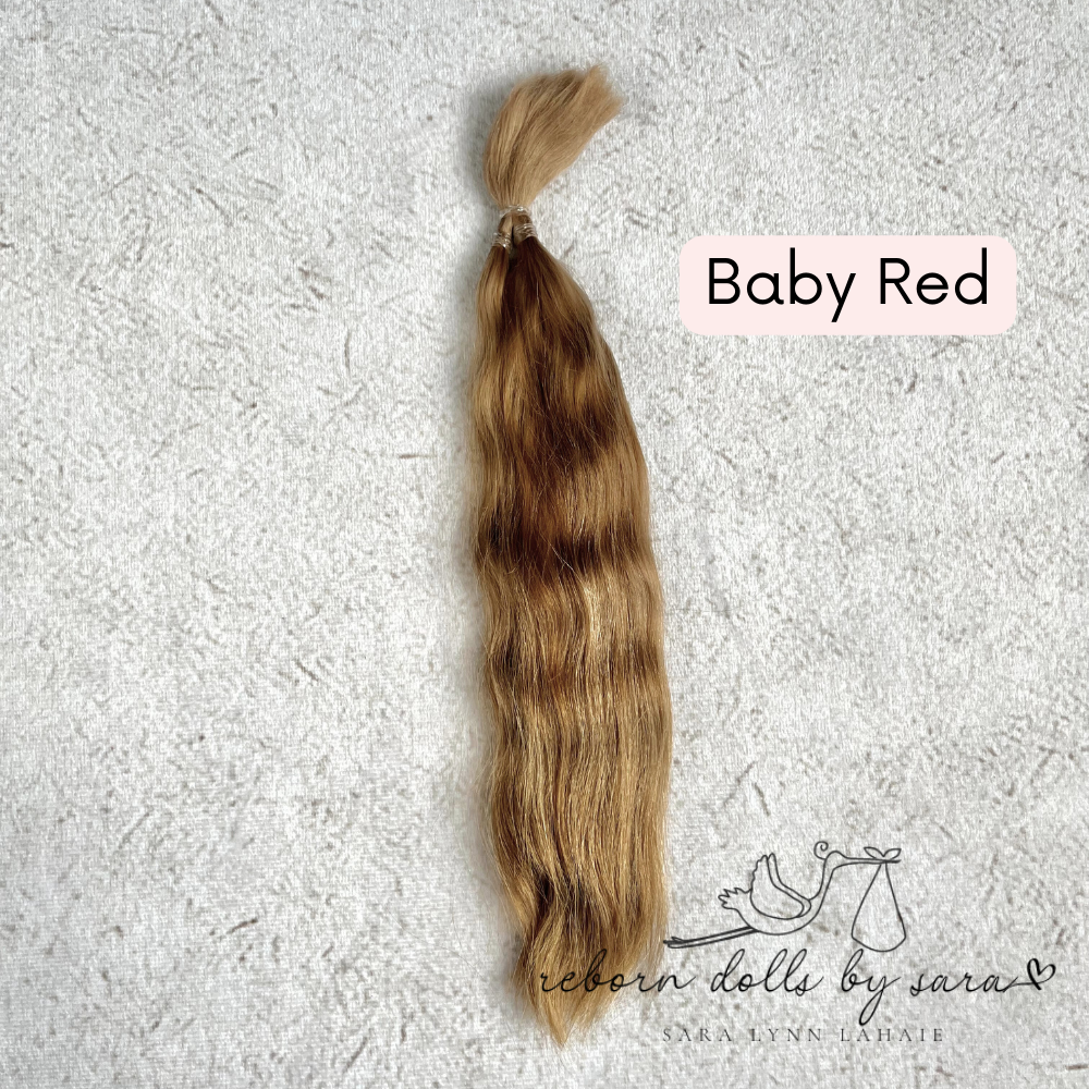 Baby red Premium Yearling Angora Goat Mohair for Rooting Reborns. Reborning Supplies for Reborn Doll Artists.