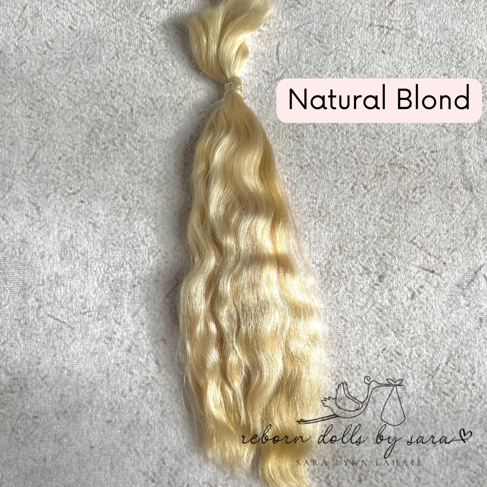 Natural Blond Premium Yearling Angora Goat Mohair for Rooting Reborns. Reborning Supplies for Reborn Doll Artists.
