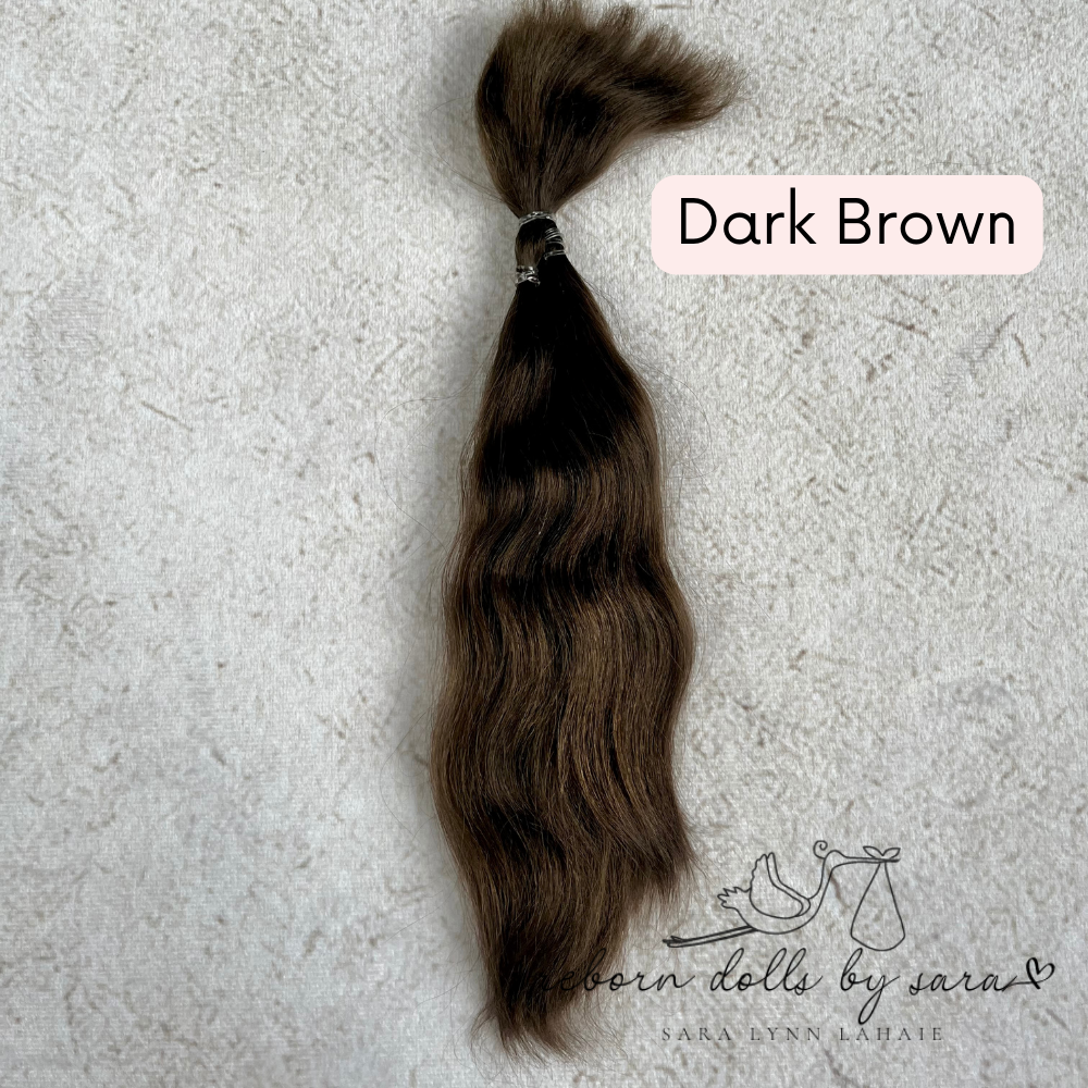 Dark brown Premium Yearling Angora Goat Mohair for Rooting Reborns. Reborning Supplies for Reborn Doll Artists.
