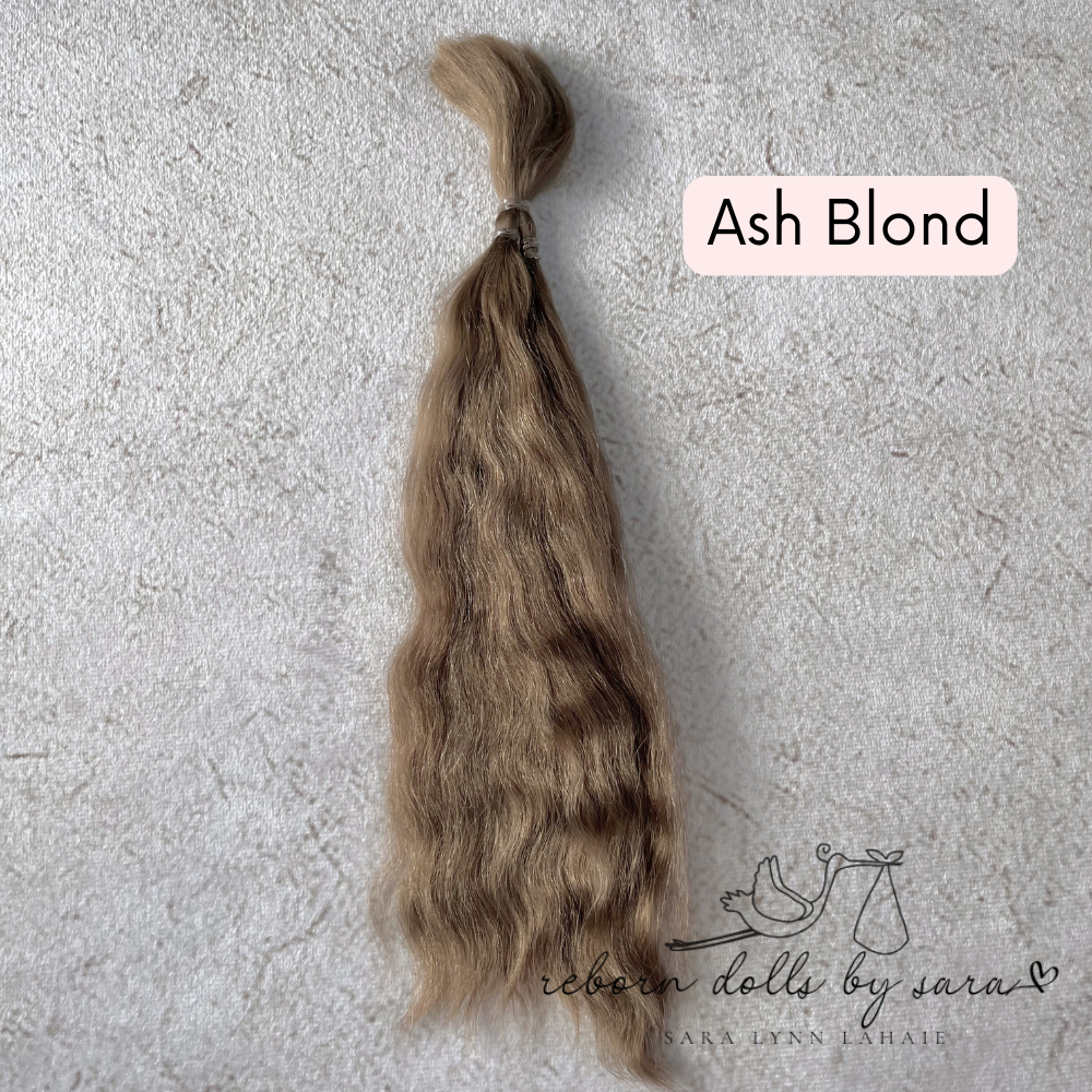 Ash blond Premium Yearling Angora Goat Mohair for Rooting Reborns. Reborning Supplies for Reborn Doll Artists.