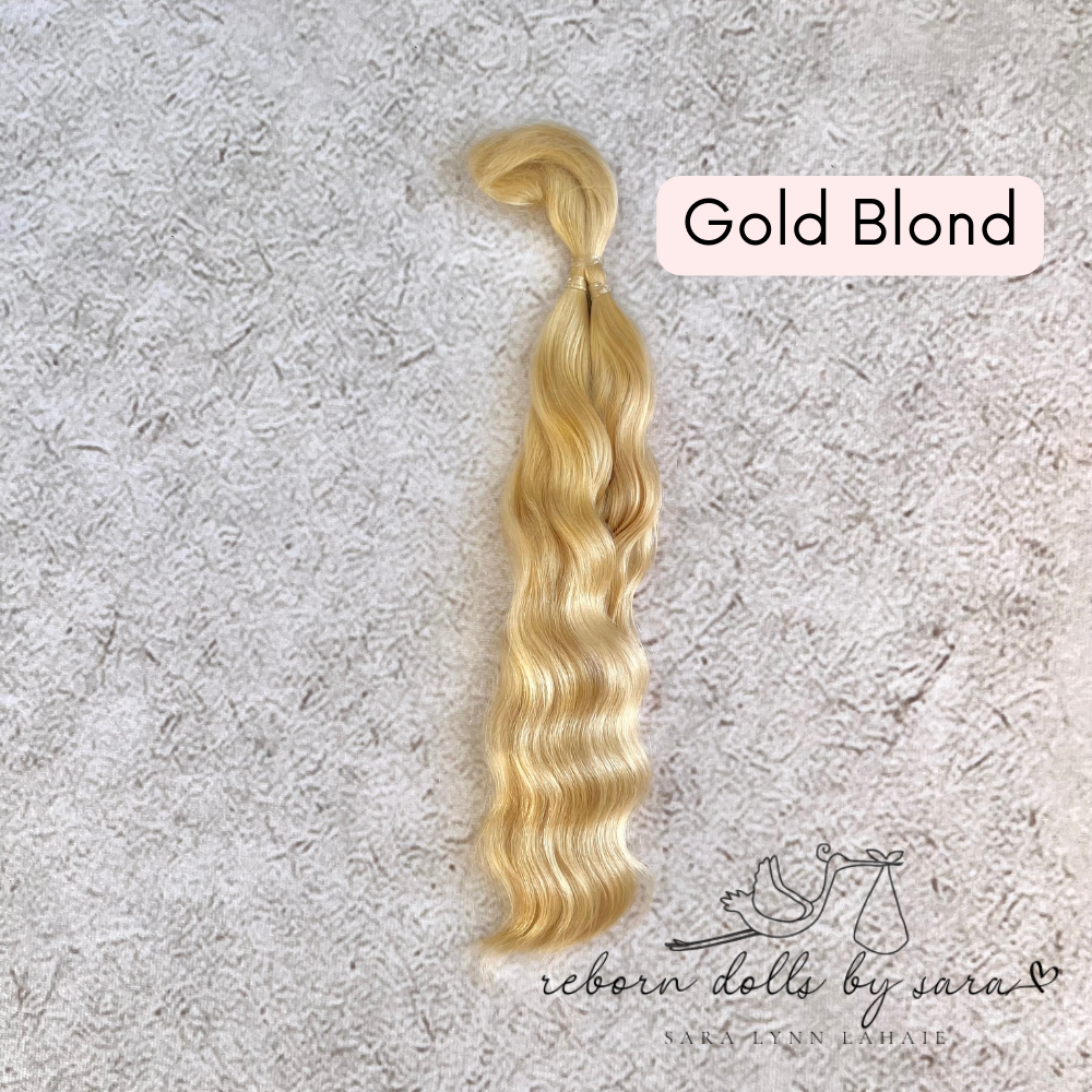 Gold blond Premium Yearling Angora Goat Mohair for Rooting Reborns. Reborning Supplies for Reborn Doll Artists.
