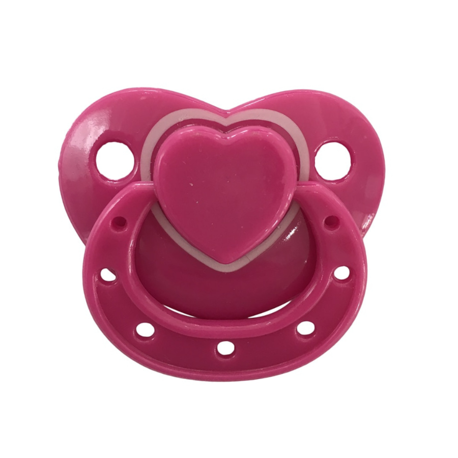 Dark pink heart shaped magnetic pacifier for reborn baby dolls. Reborning supplies.  Pacifiers for reborns. Doll Soother. Girl doll.  Doll Clothes. Reborn clothing.
