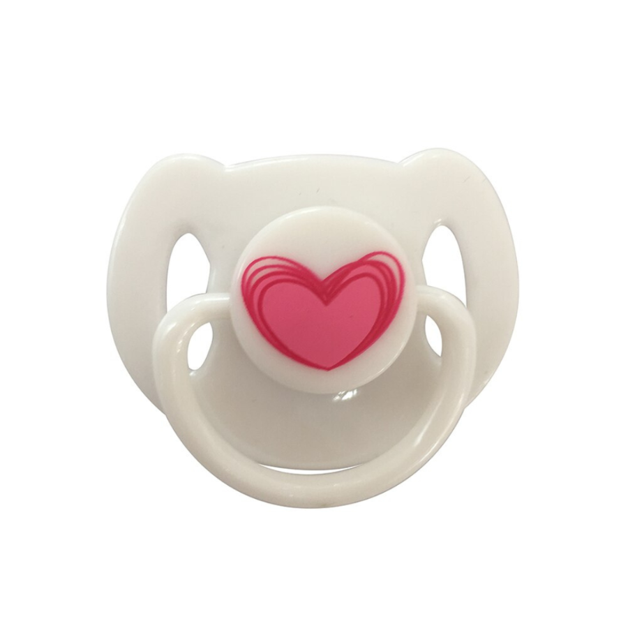 White opaque magnetic pacifier for reborn baby dolls with pink heart. Reborning supplies.  Pacifiers for reborns. Doll Soother. Boy Girl doll.  Doll Clothes. Reborn clothing.