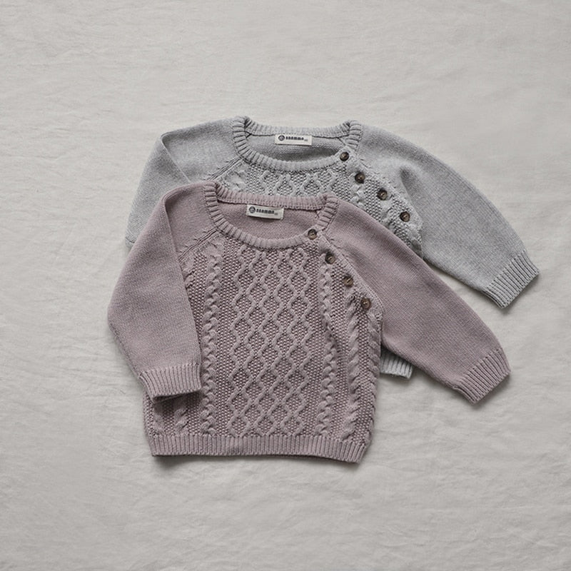     800 × 800px  Newborn baby gender neutral cable knit outfit sets in pink and grey for reborn baby girls and boys.