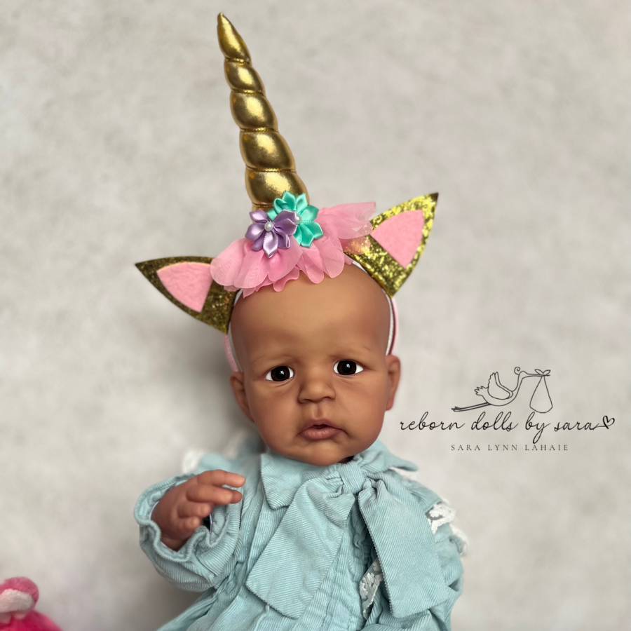 Gold and Silver horned MoonBeam Baby Unicorn Headbands for Reborn Toddlers and newborn photography.