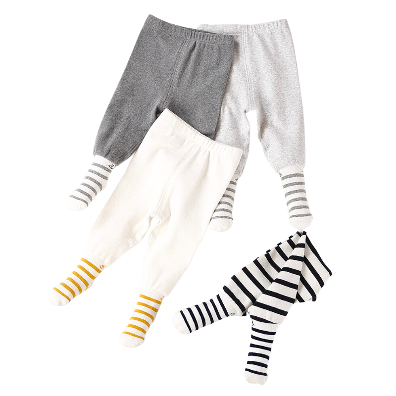 Reborn Dolls by Sara Sawyer Nautical Newborn and Toddler Baby Pants with Attached Socks Light Grey W Random Sock Colour / 3M