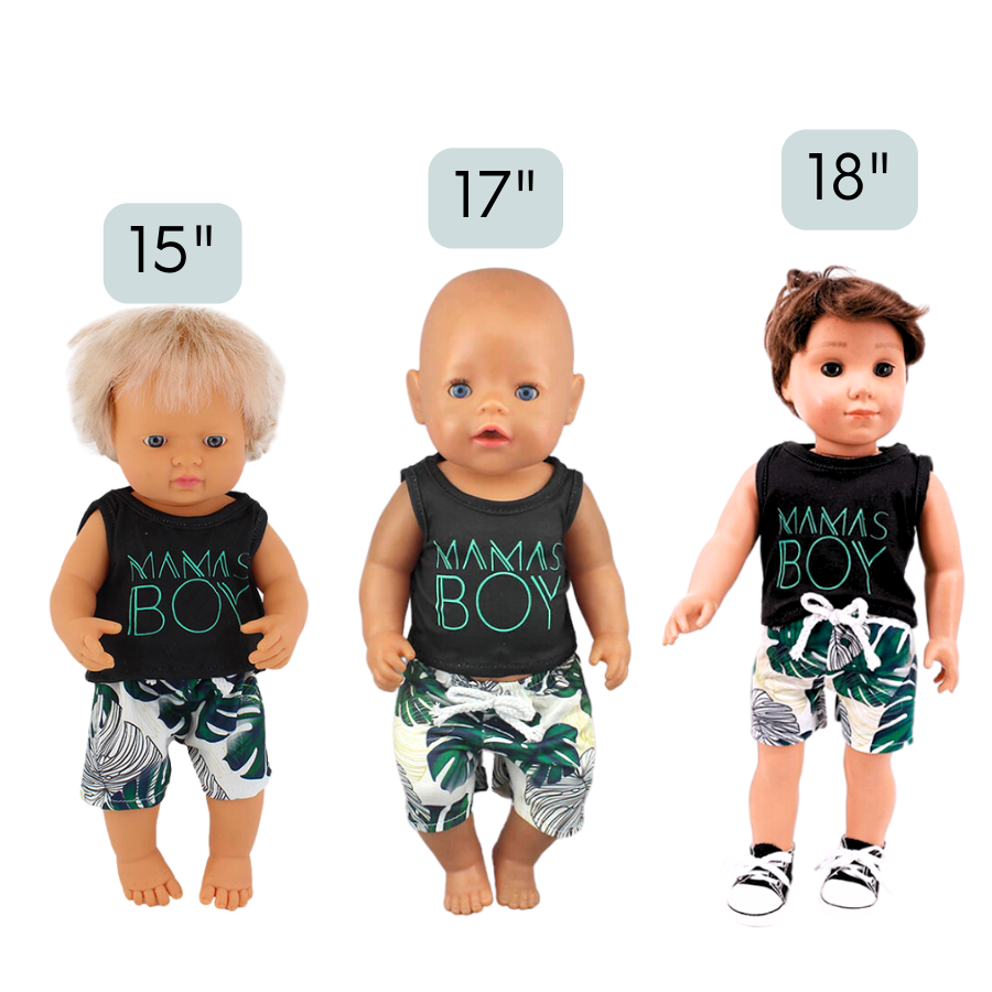 15-18" Tank Tops and Short Sets for Reborn Dolls. Ideal for smaller dolls, such as Baby Alive, American Boy Doll, American Girl Doll, La Newborn Berenguer babies, Baby Born, Boy Dolls, etc.