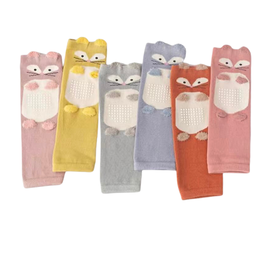 Newborn and toddler baby leg warmers knee protectors for crawling with mouse mice non-slip.