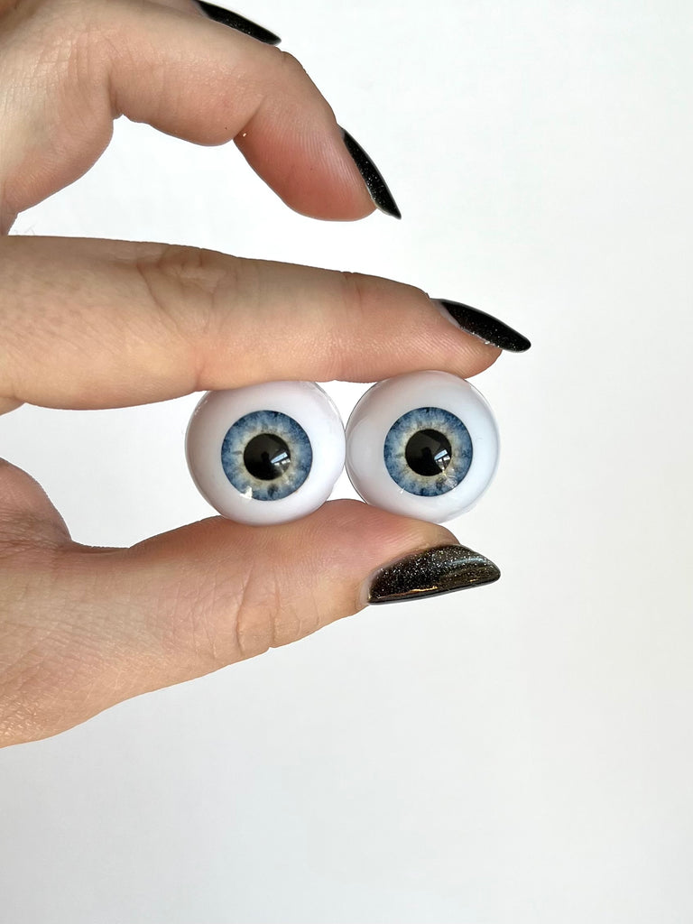 22mm Light Steel Blue baby blue large pupil half round acrylic reborn doll eyes.