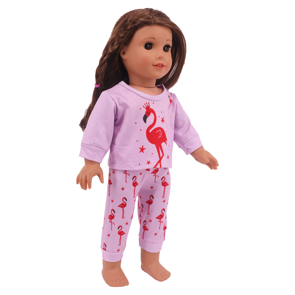 flamingo Preemie and small doll pyjamas for micro and mini reborn dolls up to 17" in height, Berenguer babies, American Girl Dolls, Baby Alive, Baby Born, Tink, Twin A, Twin B, Delilah, etc.