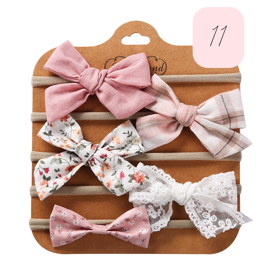 5 Piece Headband Sets for Reborn Baby Girls and Newborn Babies
