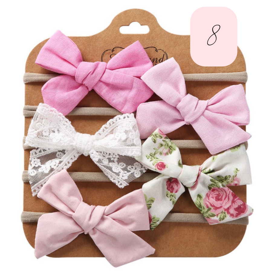 5 Piece Headband Sets for Reborn Baby Girls and Newborn Babies