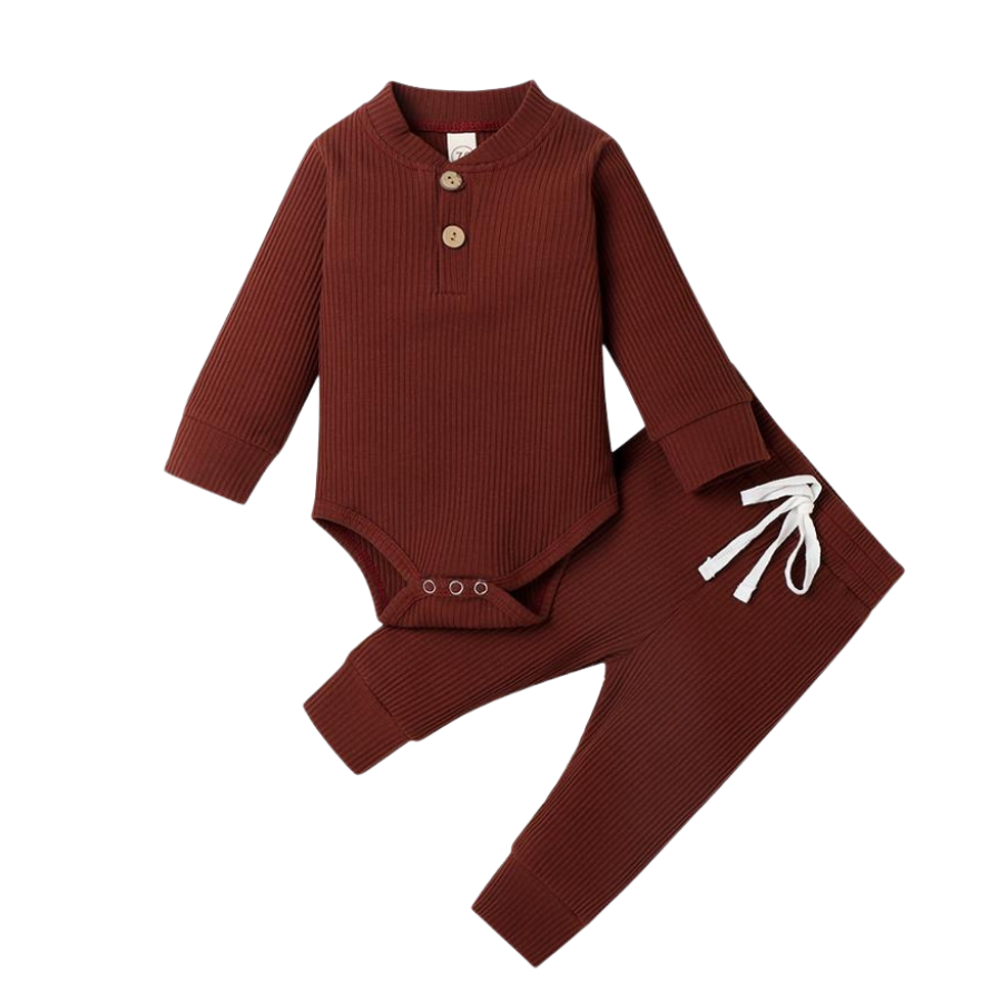 Brown coloured jogging suit for newborns and reborn baby dolls.