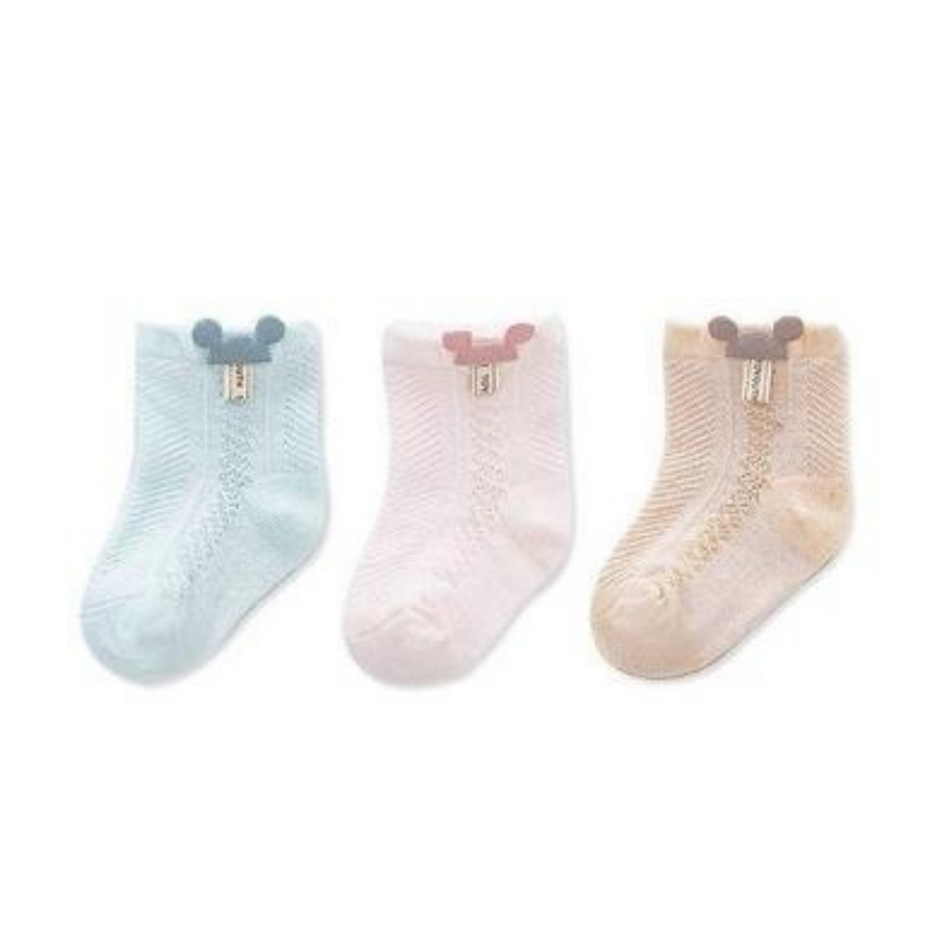 Blue, Pink and Beige Pink, white and blue Mickey Mouse Newborn Reborn Cuddle baby socks