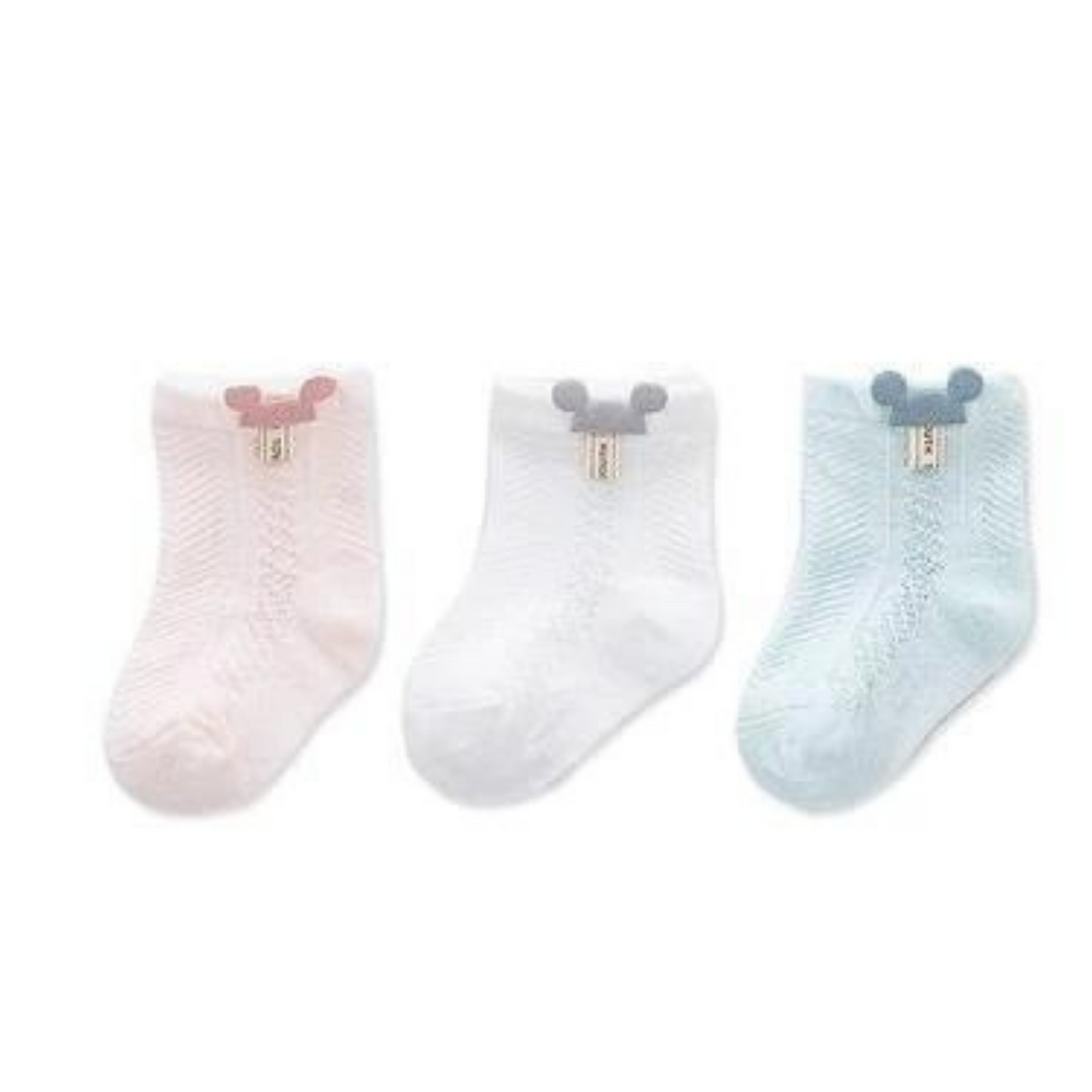 Pink, white and blue Mickey Mouse Newborn Reborn Cuddle baby socks