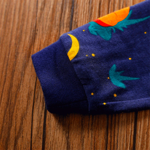 Navy blue zip-up hooded fox romper with orange star on hood for reborn baby boys.