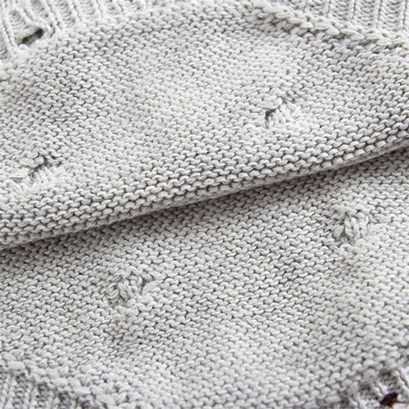 Grey heart knitted spanish baby Baggy-Chic Sweetheart Shortalls black owned company for reborn baby dolls and newborn babies.