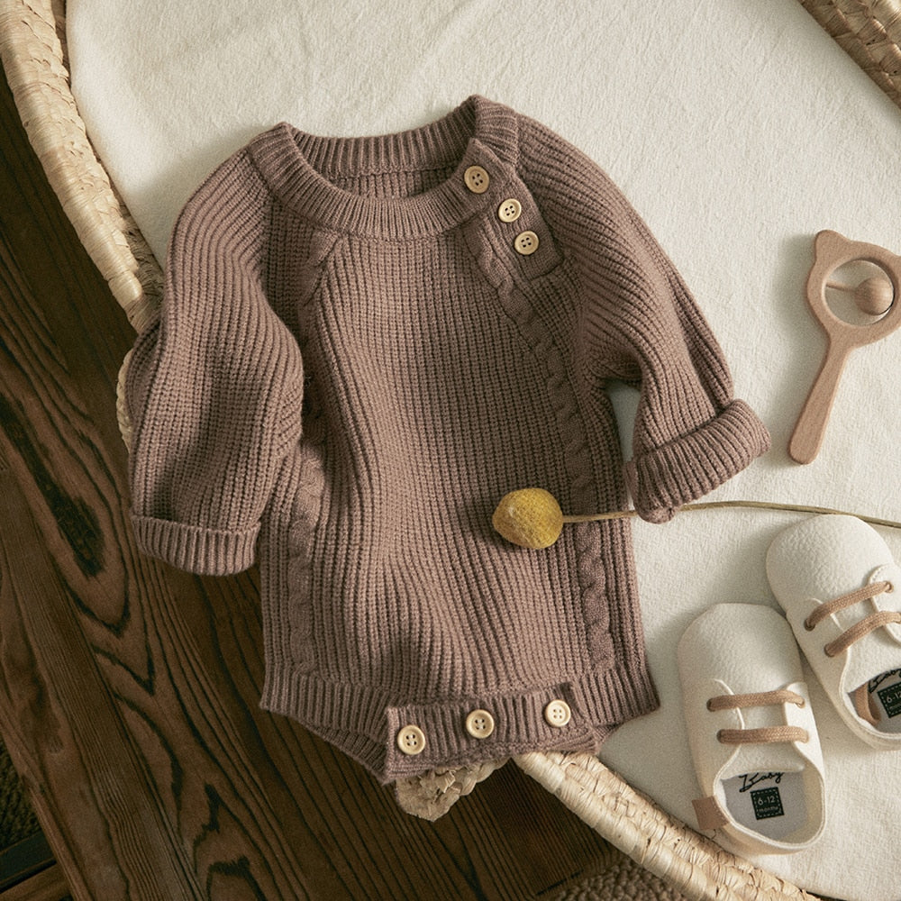 Spanish knitted boho long-sleeve onesies for babies and reborn dolls.