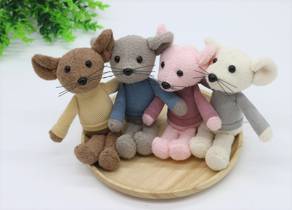 Four photography mice stuffies for newborn photography and reborn dolls.
