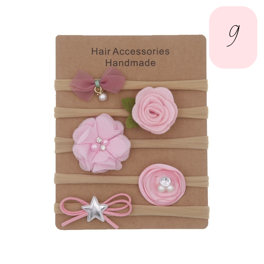 Nylon floral headbands for newborn babies, reborn dolls and baby girls.