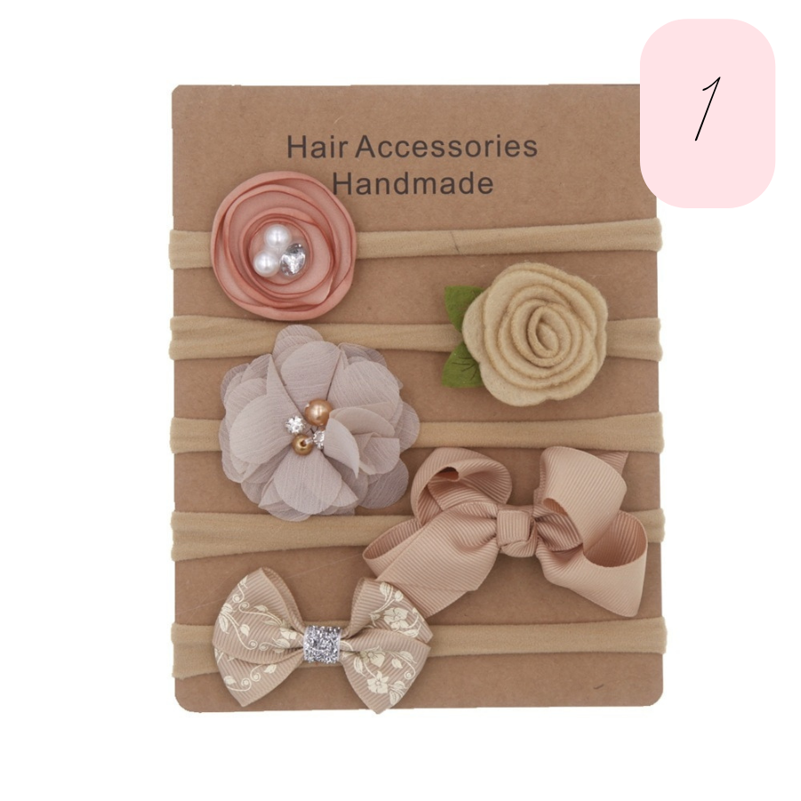 Nylon floral headbands for newborn babies, reborn dolls and baby girls.