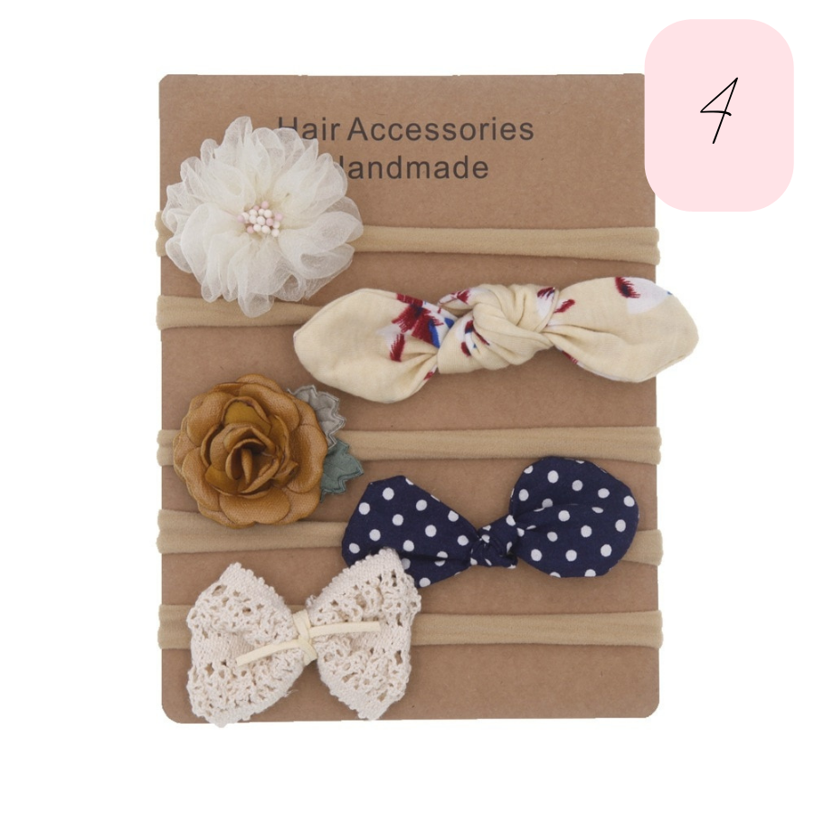 Nylon floral headbands for newborn babies, reborn dolls and baby girls.