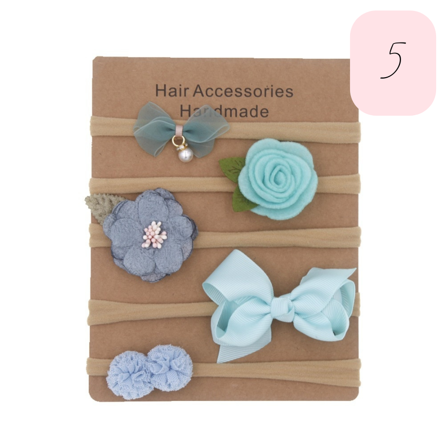 Nylon floral headbands for newborn babies, reborn dolls and baby girls.