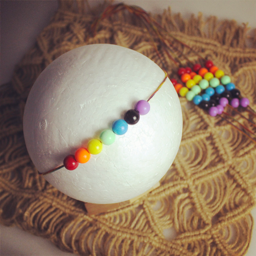 Rainbow Beaded Baby Headband for Newborn Photography and Reborn Dolls
