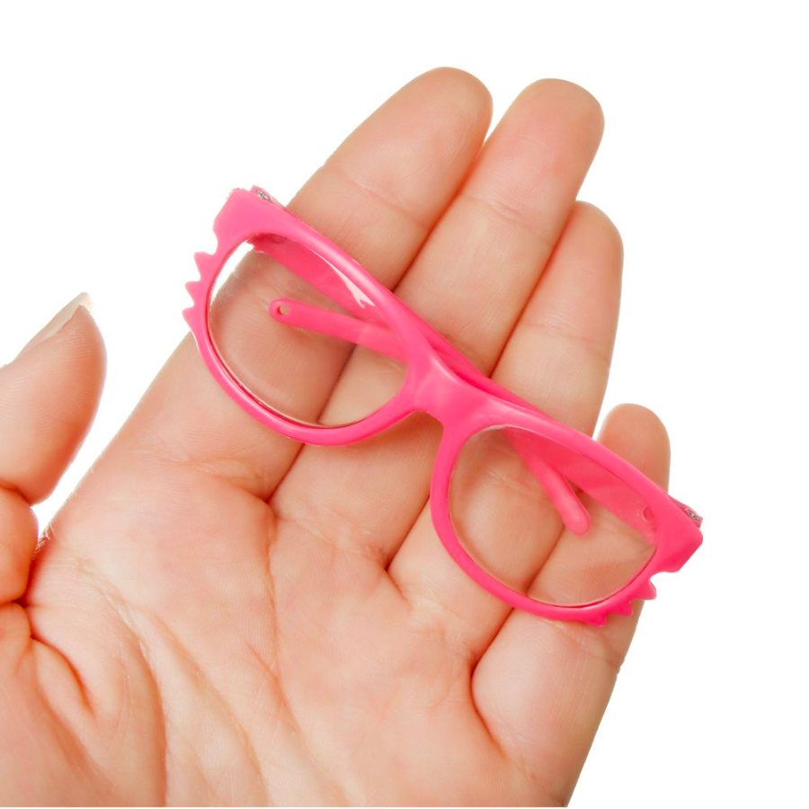 Pink rectangle Reborn Baby Glasses Dolly Eyewear American Girl Doll Accessories.