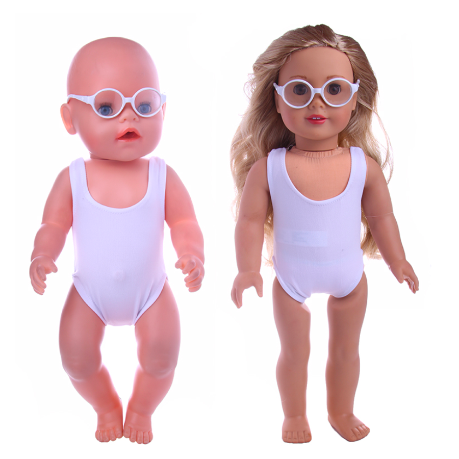 Baby Born and American Girl doll wearing white round Reborn Baby Glasses Dolly Eyewear American Girl Doll Accessories