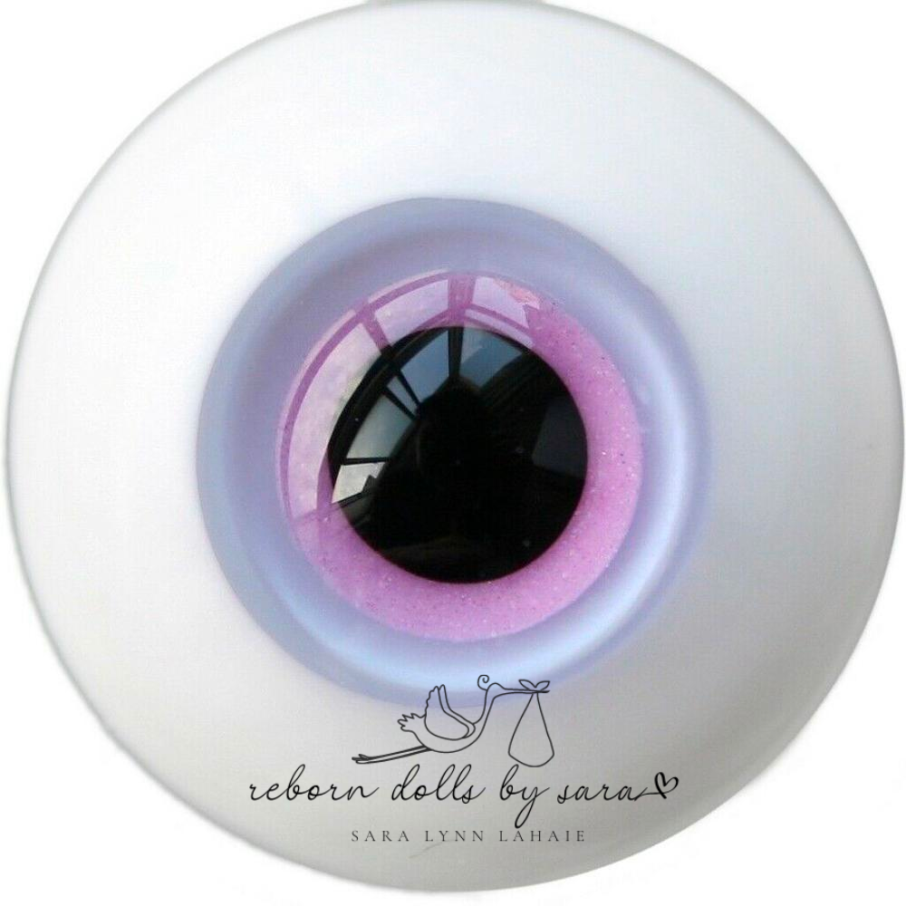 Pink and purple full round and flat back glass eyes for reborn dolls.  Reborning supplies.