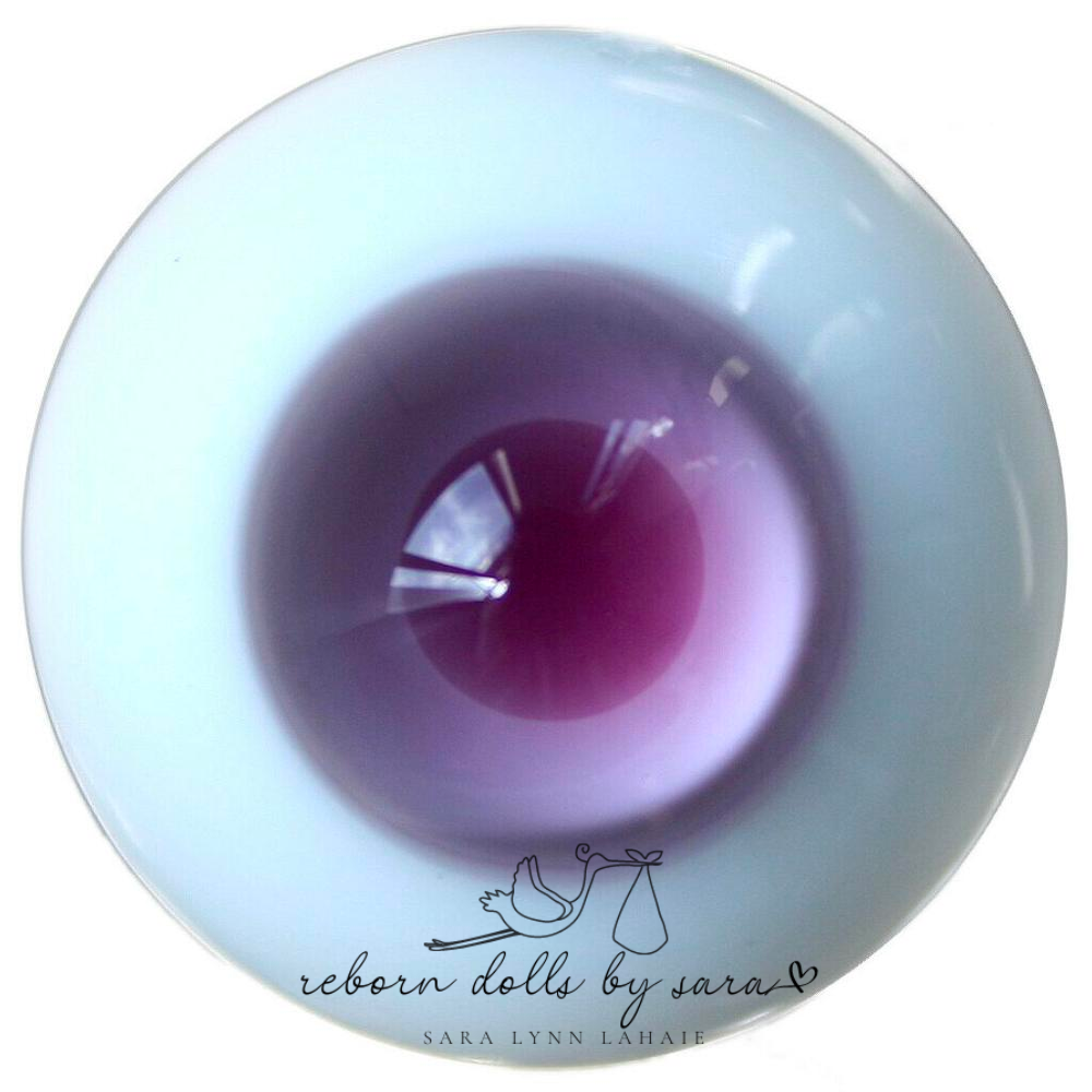 Purple full round and flat back glass eyes for reborn dolls. Reborning supplies.