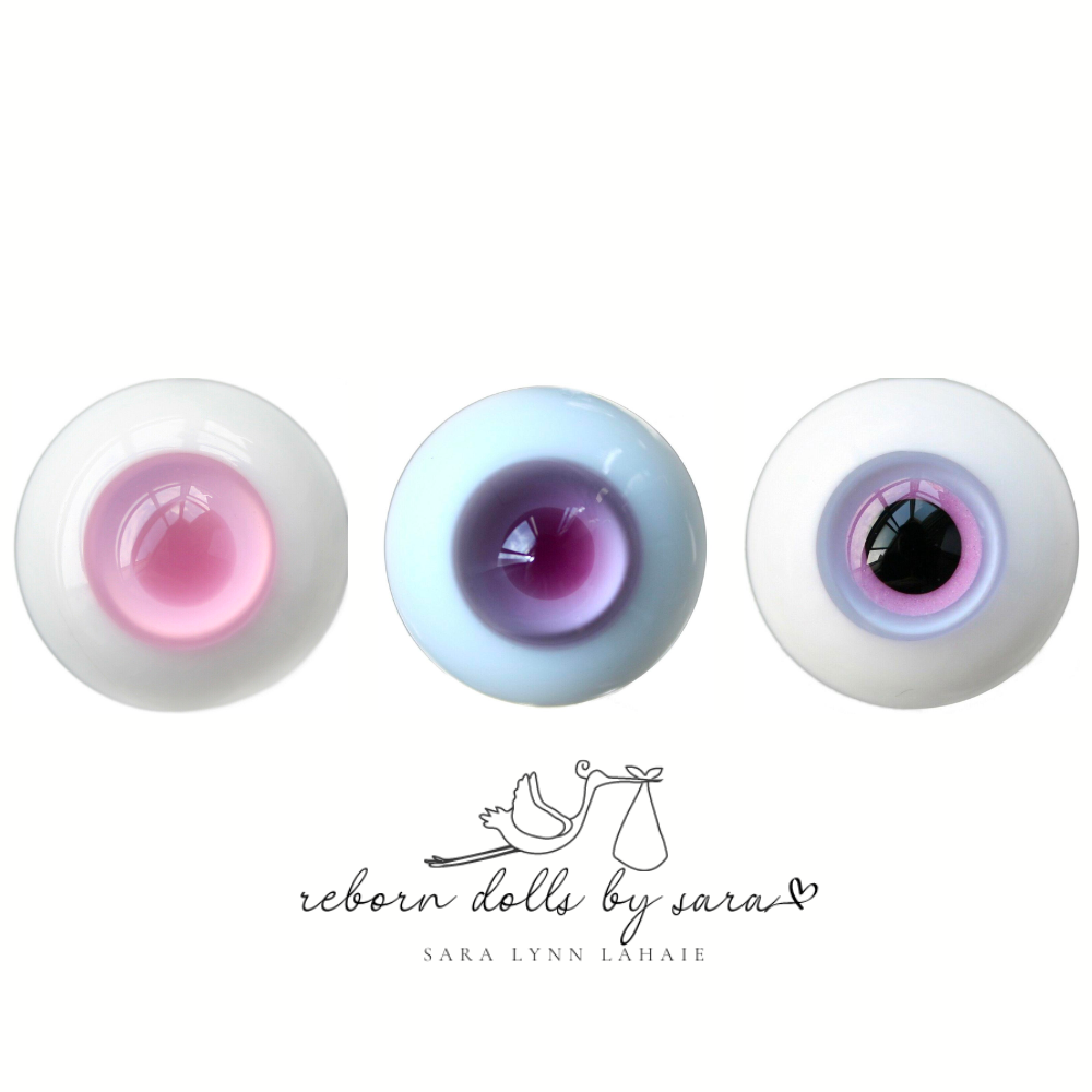 Pink, Purple, and Pink and purple flat back and full round german glass eyes for reborn dolls.
