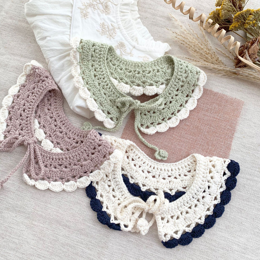 Macario vintage Spanish baby girl crochet lace faux collar for reborn dolls, toddlers, newborns, photoshoots, and all other babies.