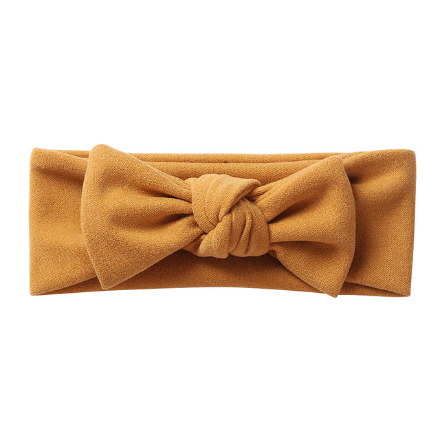 Mustard Yellow solid color faux cashmere baby headband for girls and reborn dolls.