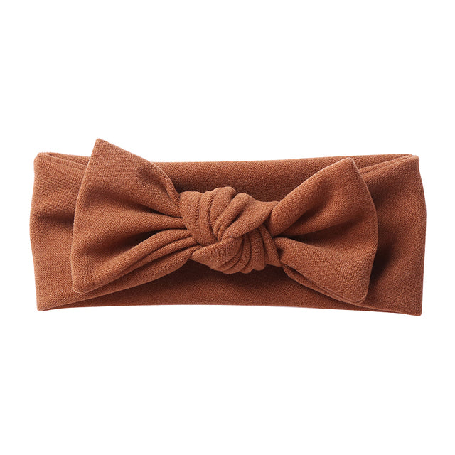 Terra Cotta / ginger solid color faux cashmere baby headband for girls and reborn dolls.