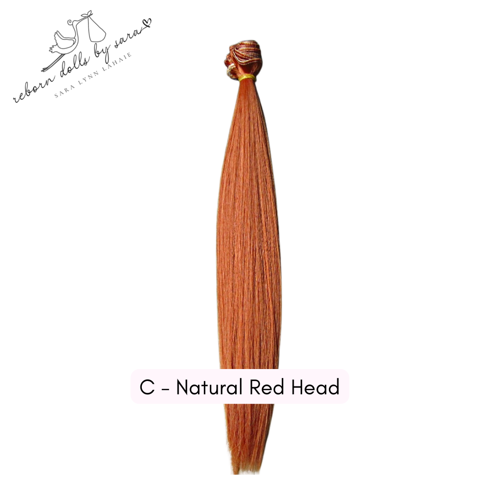 Natural red head synthetic doll hair for rooting reborn dolls, Blythe Dolls, BJD Dolls, and alternative reborns such as Chucky dolls, Annabelle, Grinch babies, Alien reborns, Avatar reborn babies etc.