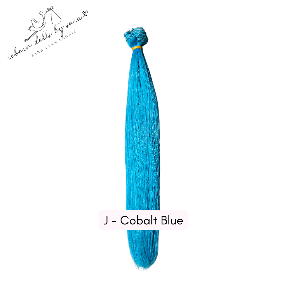 Cobalt blue synthetic doll hair for rooting reborn dolls, Blythe Dolls, BJD Dolls, and alternative reborns such as Chucky dolls, Annabelle, Grinch babies, Alien reborns, Avatar reborn babies etc.